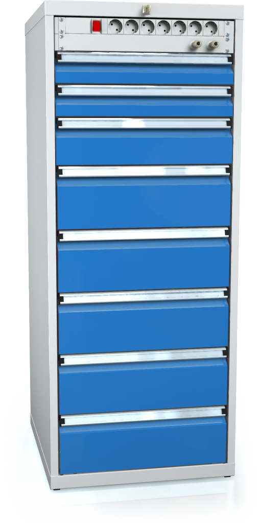 Cabinets for workbenches 1373 x 555 x 600 - 8x drawers-electro-air